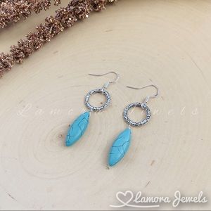 TURQUOISE Gemstone Silver Earrings boho style
